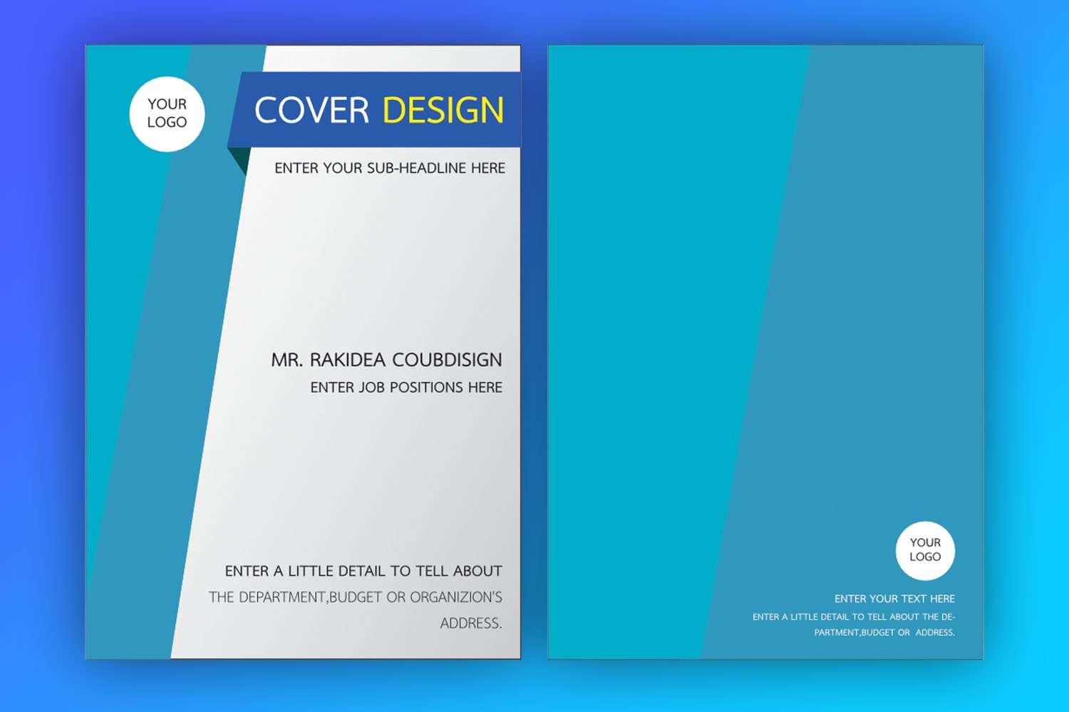 หน้าปกแก้ไขได้ ไฟล์เวกเตอร์ Eps สีฟ้า-สีขาว พร้อมไฟล์ Word แก้ไขง่าย  Download Cover Eps File With Blue Color | Graphypik