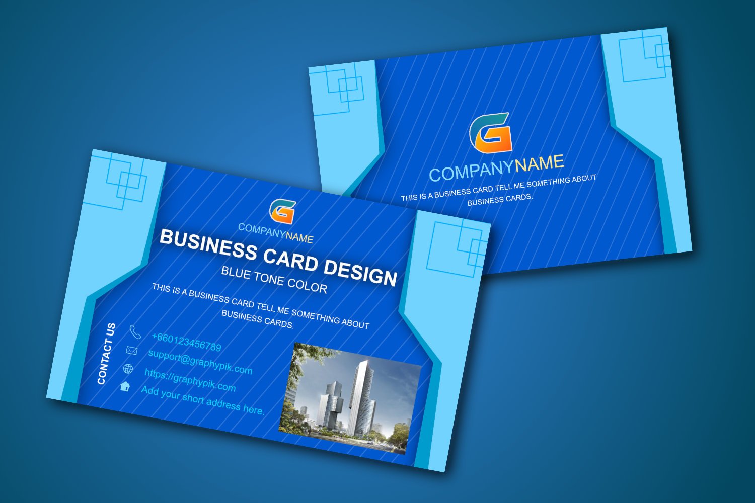 ดาวน์โหลดนามบัตรสีน้ำเงินสวยๆ สามารถแก้ไขได้ไฟล์ Psd / Business Card Psd |  Graphypik