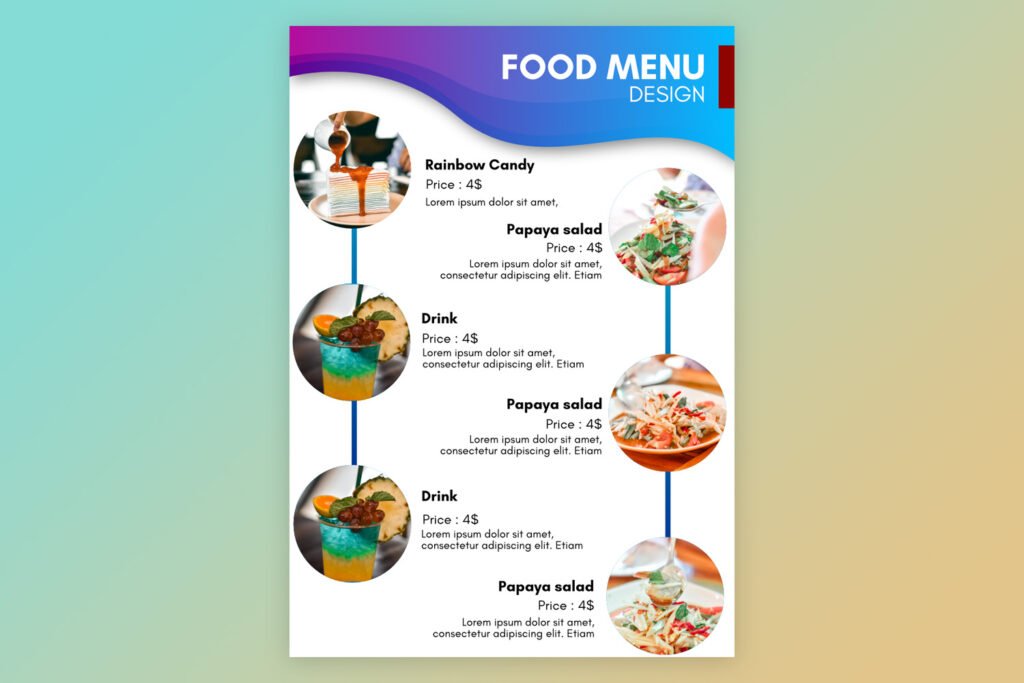 Infographic อินโฟกราฟิกเมนูอาหาร สามารถแก้ไขได้ไฟล์ EPS