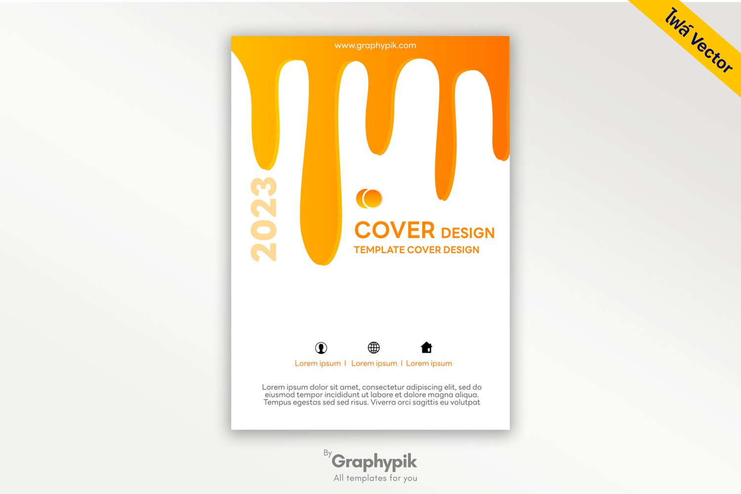 หน้าปกไฟล์ Vector (Eps) สามารถแก้ไขได้ โทนสีส้ม | Graphypik
